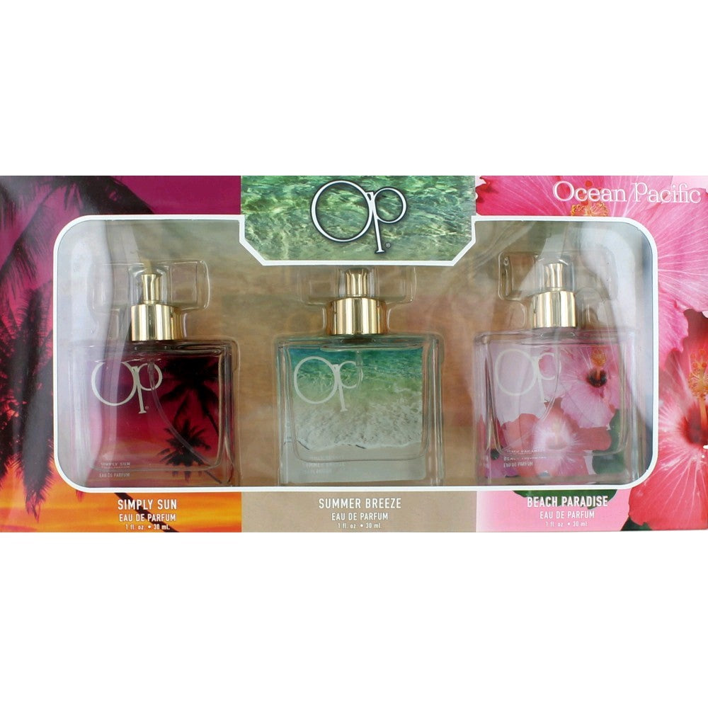 Bottle of OP by Ocean Pacific, 3 Piece Fragrance Gift Collection for Women