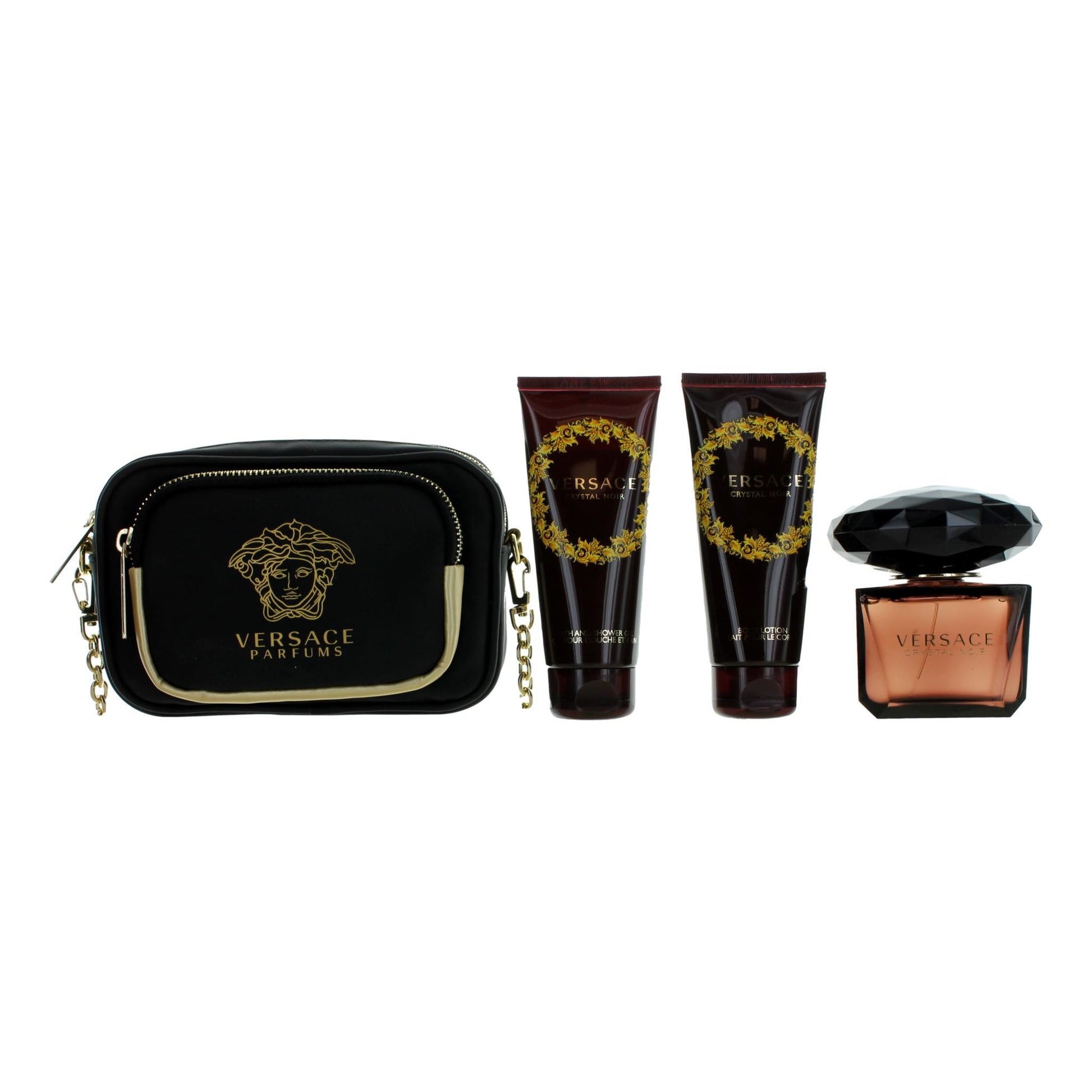 Bottle of Versace Crystal Noir by Versace, 4 Piece Gift Set for Women with Purse