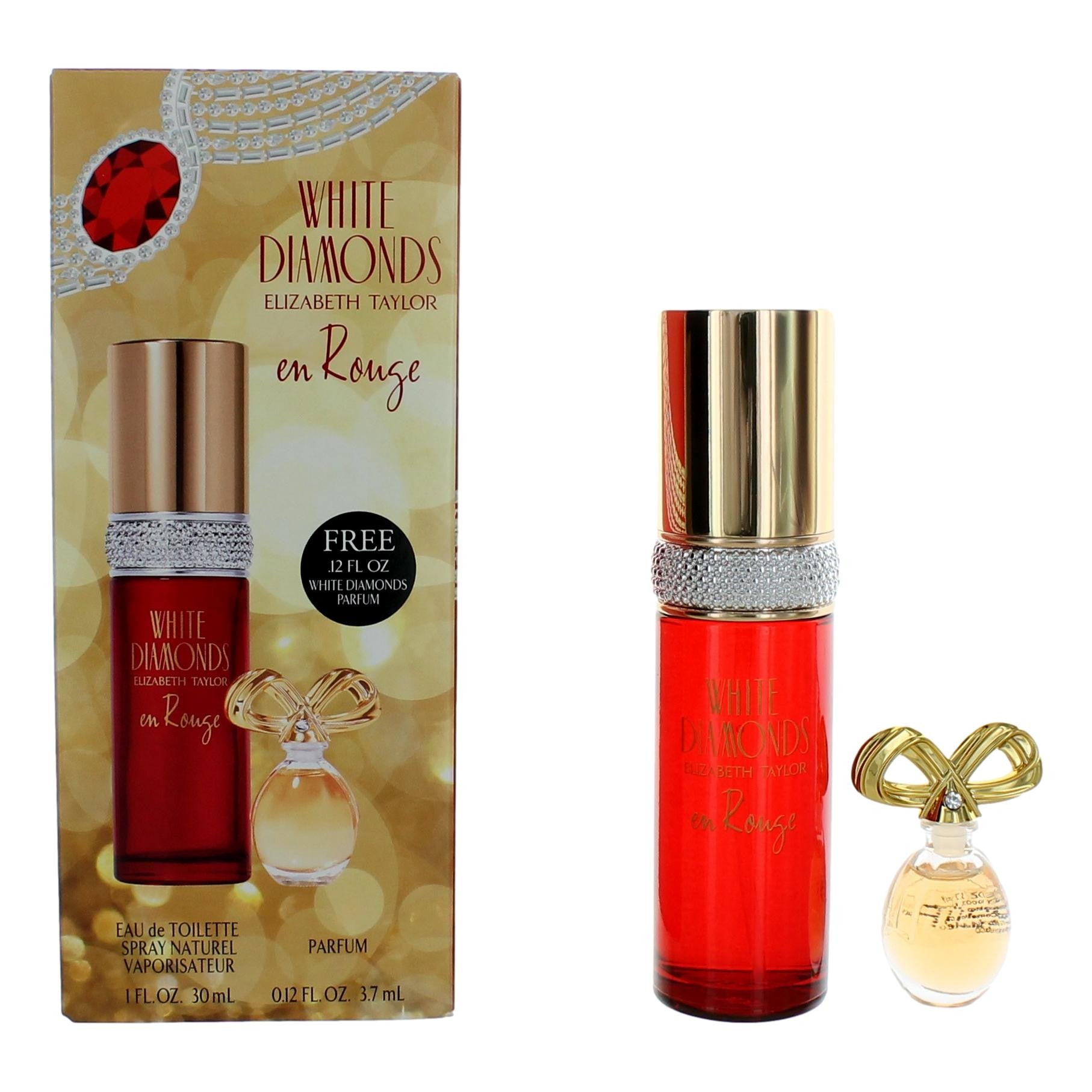 Bottle of White Diamonds En Rouge by Elizabeth Taylor, 2 Piece Gift Set for Women