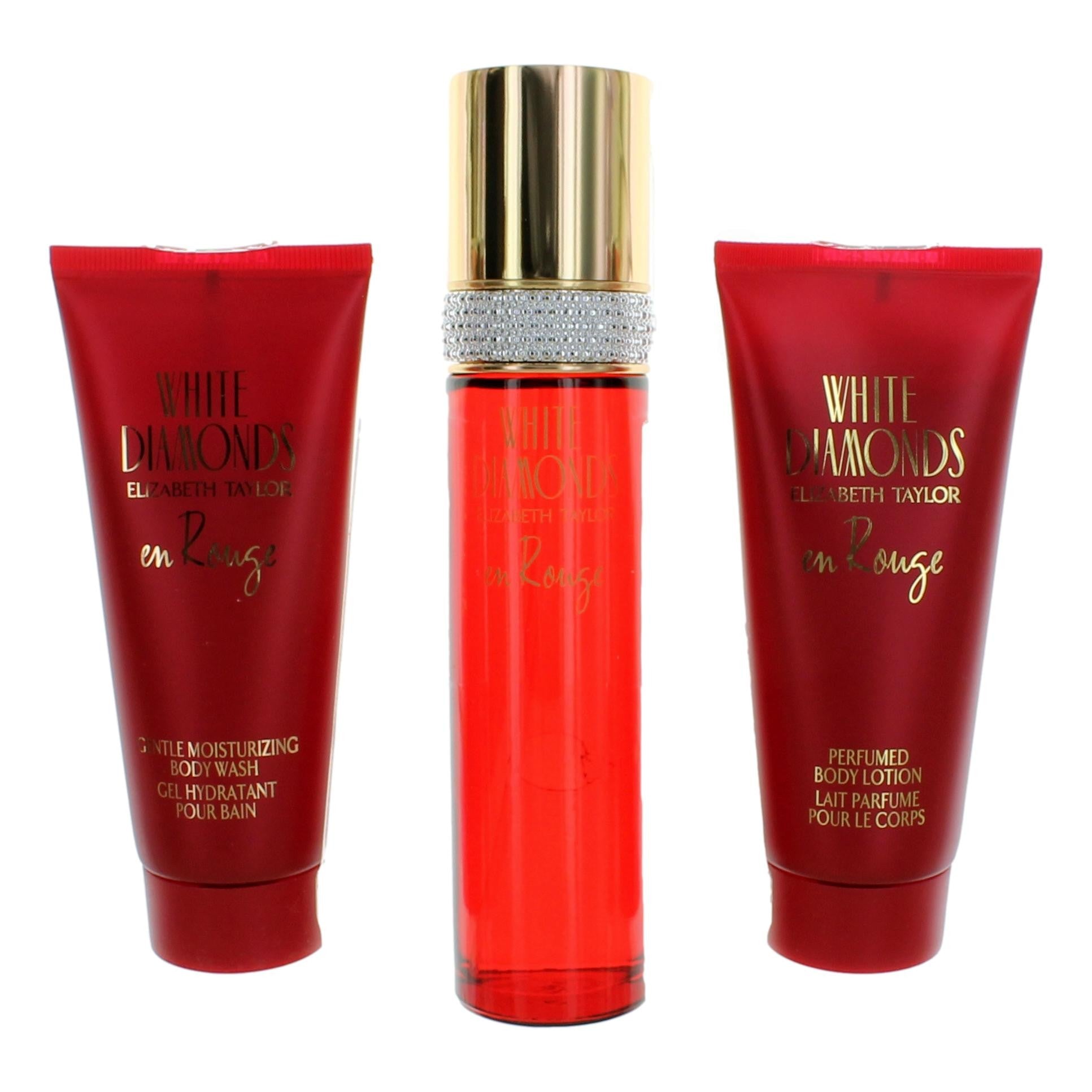 Bottle of White Diamonds En Rouge by Elizabeth Taylor, 3 Piece Gift Set for Women