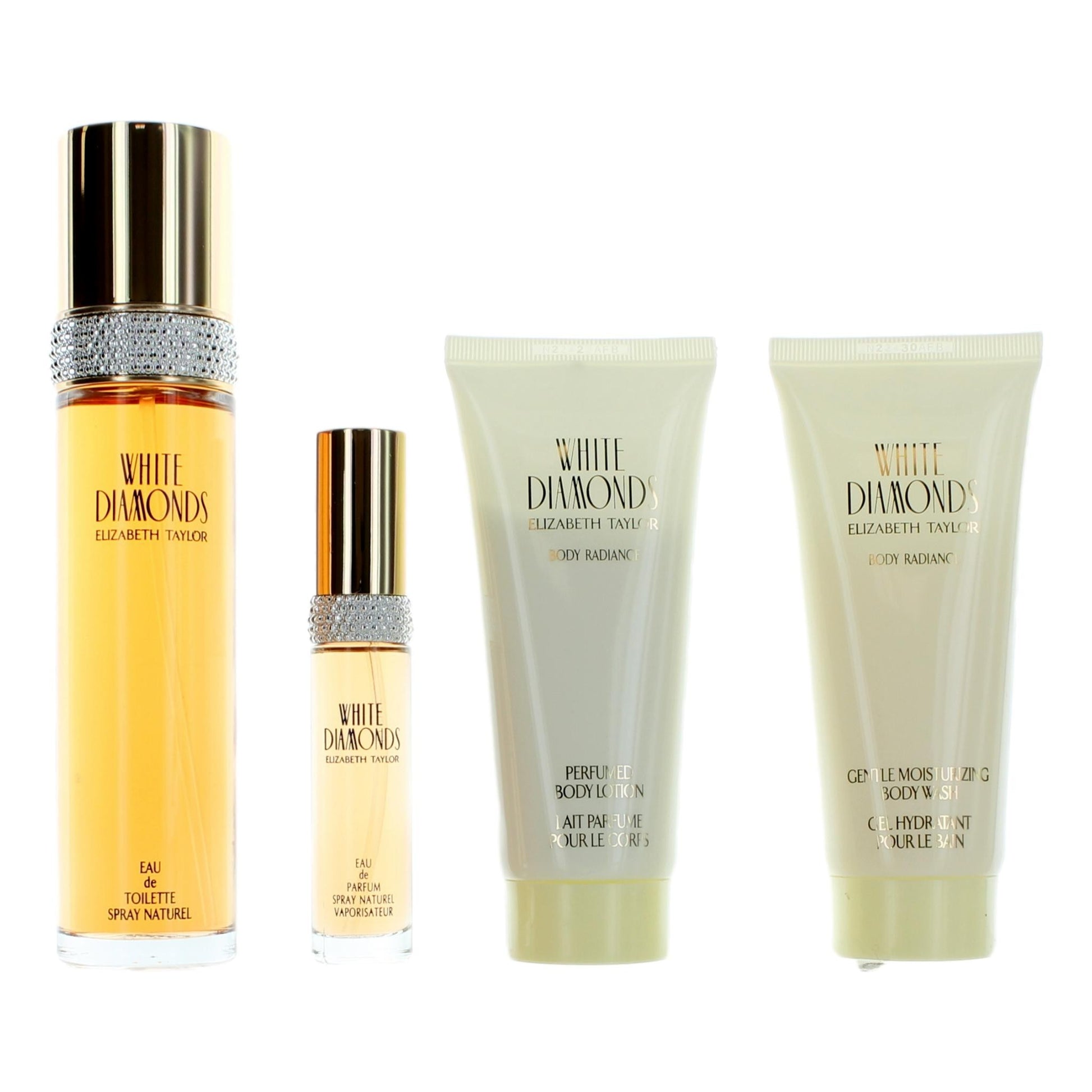 Bottle of White Diamonds by Elizabeth Taylor, 4 Piece Gift Set for Women with Body Wash