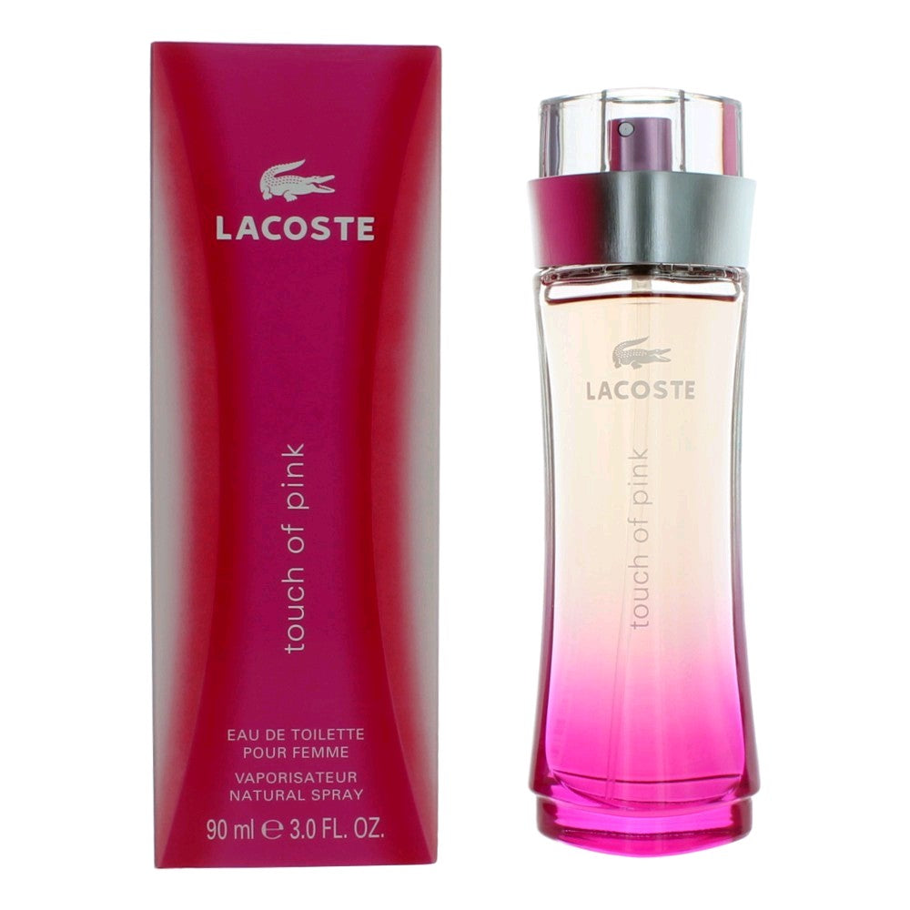 Bottle of Lacoste Touch of Pink by Lacoste, 3 oz Eau De Toilette Spray for Women
