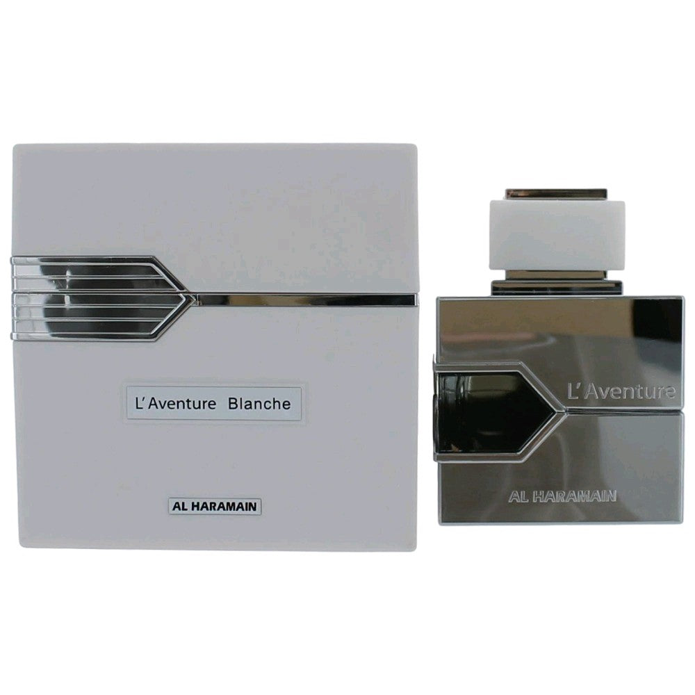 Bottle of L'Aventure Blanche by Al Haramain, 3.3 oz Eau De Parfum Spray for Men.