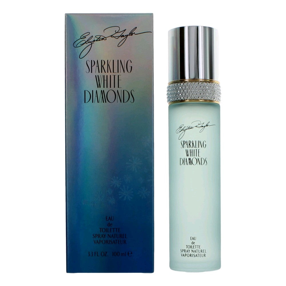 Bottle of Sparkling White Diamonds by Elizabeth Taylor, 3.3 oz Eau De Toilette Spray for Women