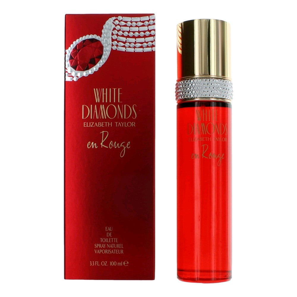 Bottle of White Diamonds En Rouge by Elizabeth Taylor, 3.3 oz Eau De Toilette Spray for Women