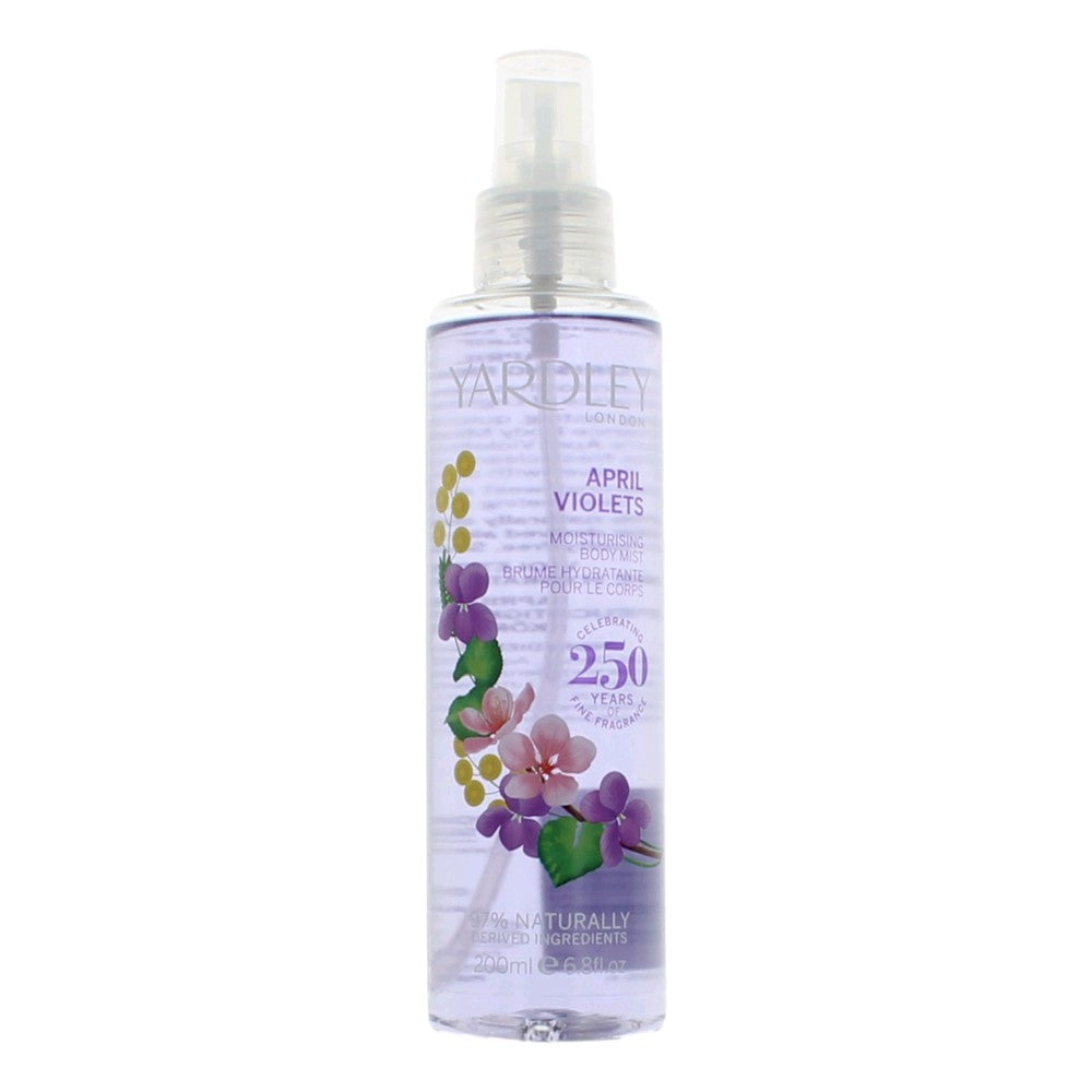 Bottle of Yardley April Violets by Yardley of London, 6.8 oz Moisturising Body Mist for Women