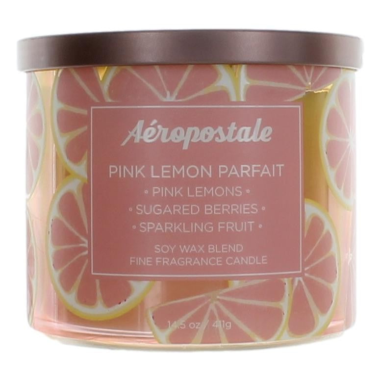 Bottle of Aeropostale 14.5 oz Soy Wax Blend 3 Wick Candle - Pink Lemon Parfait